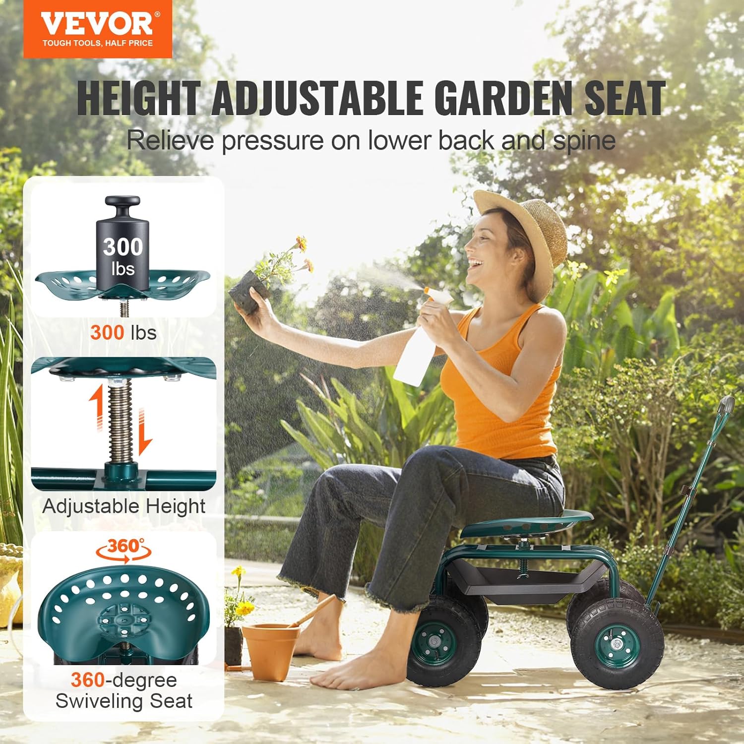 Garden Cart Rolling Workseat w - огляд і ціна Gardening Tools And Uses