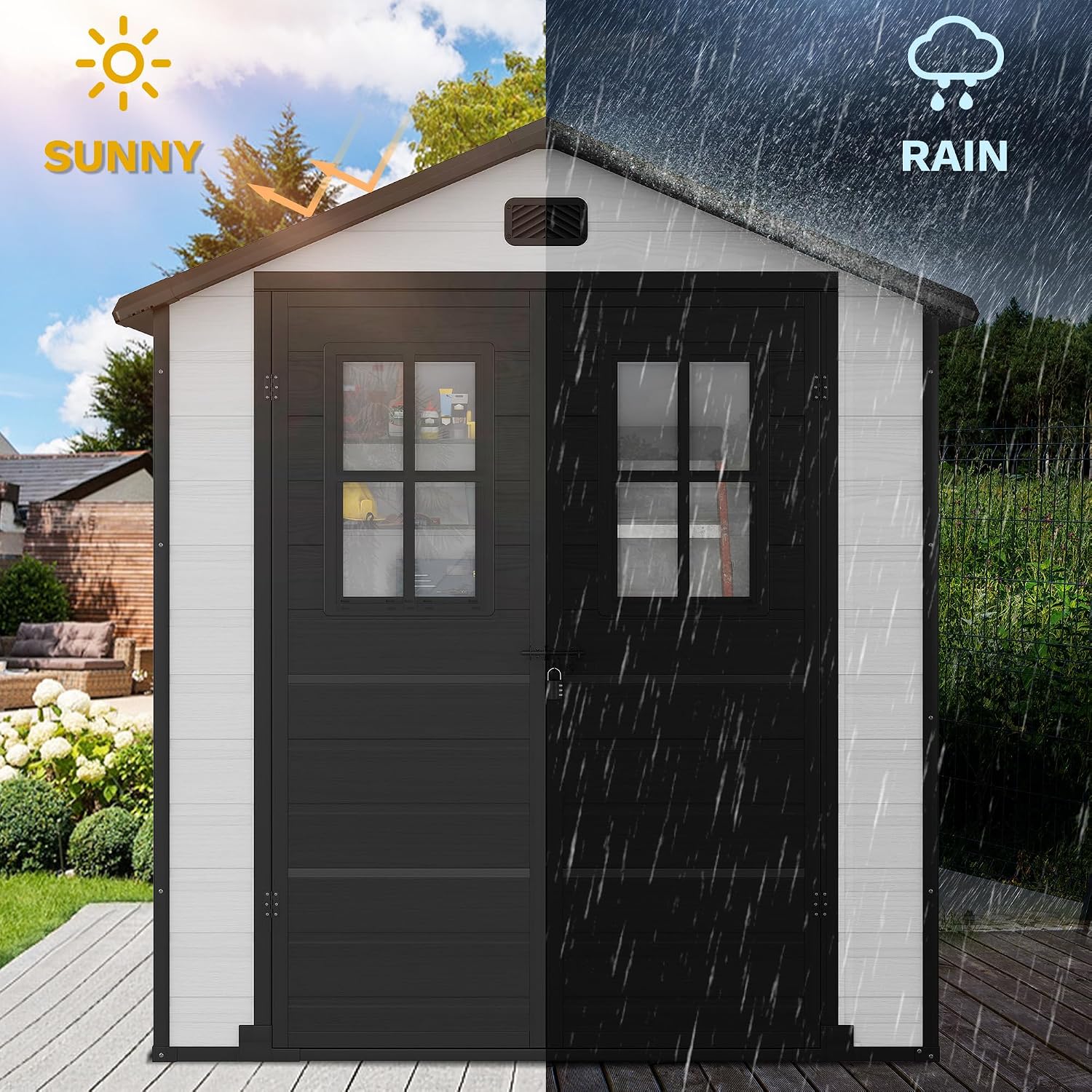6x4.4 FT Outdoor Storage Shed, - огляд і ціна Gardening Tools Lawn Mower